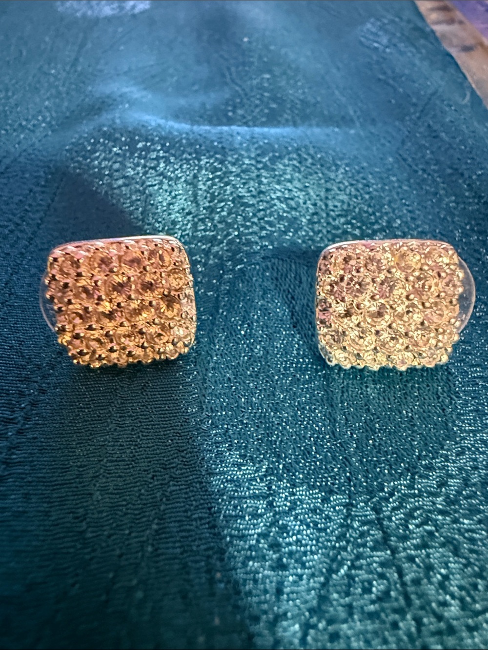 Sparkling Square Crystal Stud Earrings in silver tone